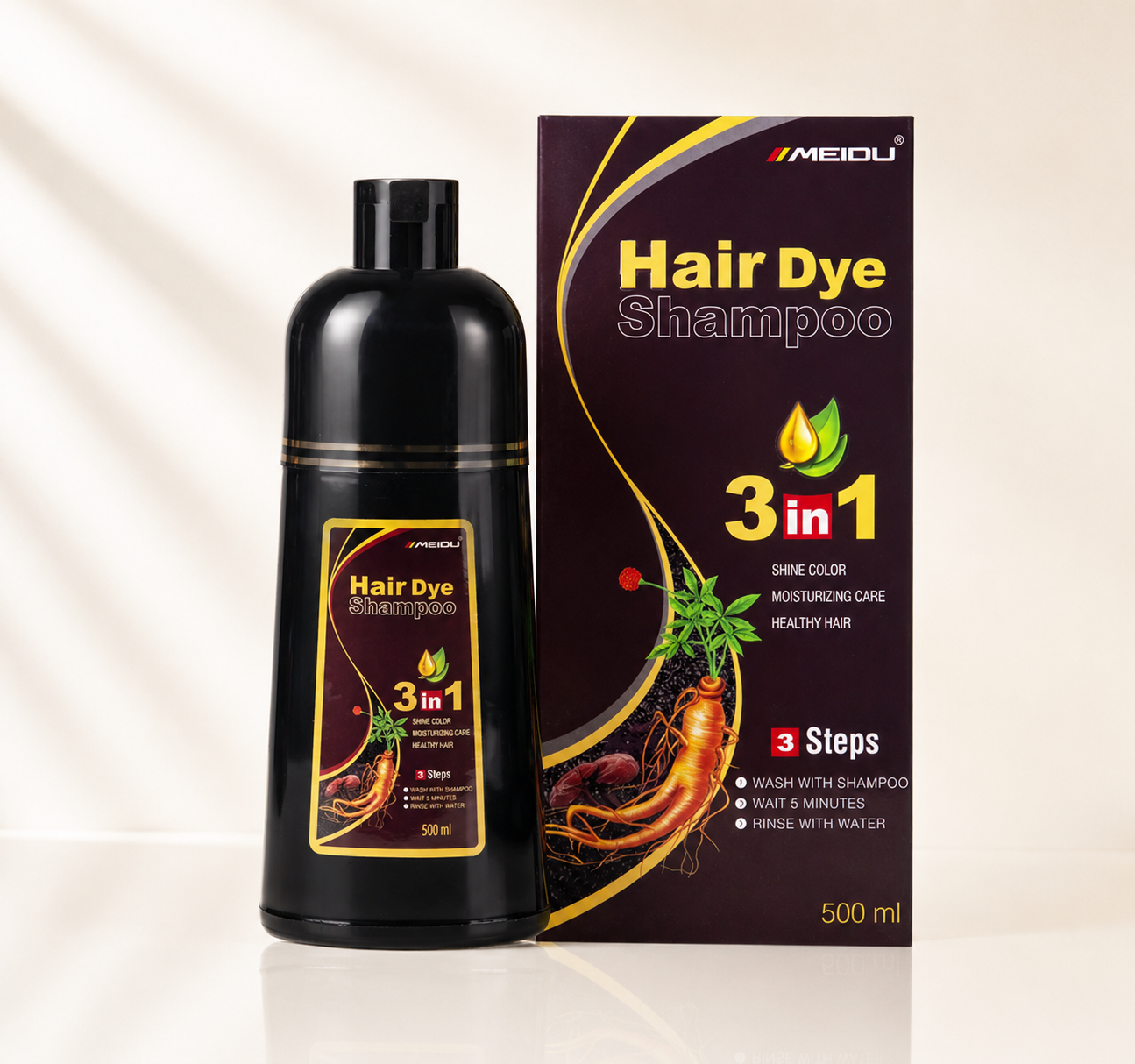 MEIDU bottle and box packaging